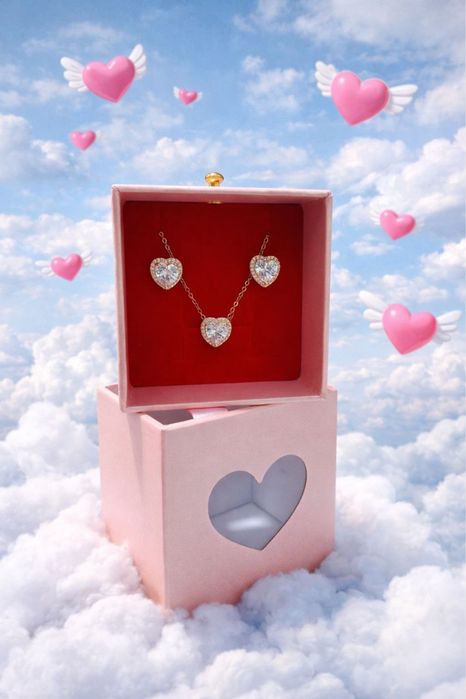 Сережки с цепочкой в коробке