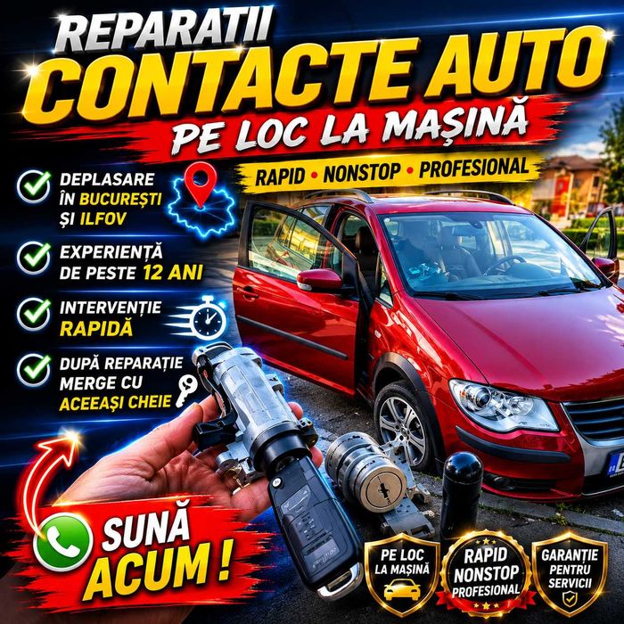 Deblocare contact auto, programare cheie cu cip sau cheie pierduta Bucuresti si ilfov. reparatii contacte, atelier mobil
