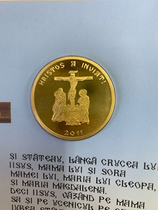 Felicitare Paste religios 2011 medalie tombac Monetăria Statului