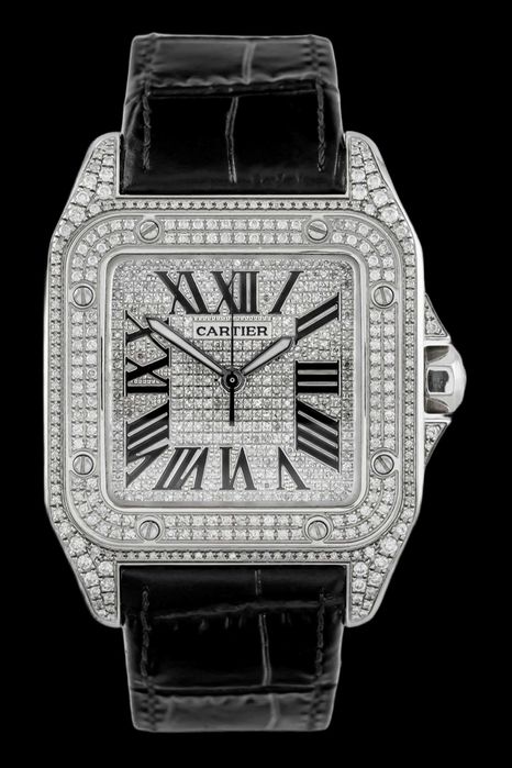 Cartier Santos 100 steel diamonds custom
