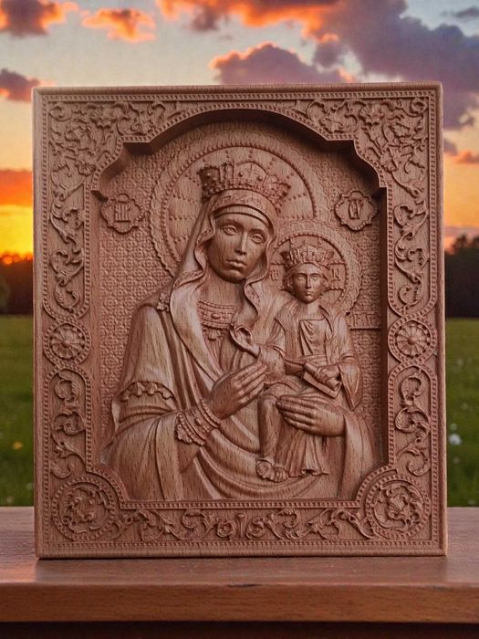 Икона на Св. Богородица - авторска дърворезба