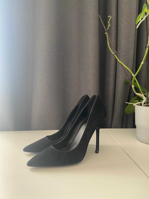 Pantofi eleganți din piele întoarsă negri MANGO - mărimea 36