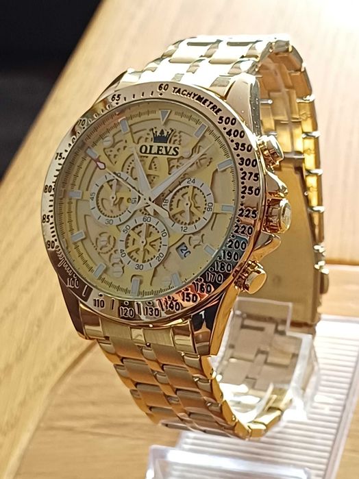 OLEVS Хронограф Многофункция Кварц,Скелет, Hollow Out,HD Светещ,3 АТМ