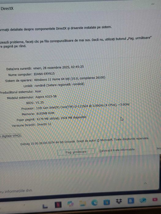 HOPE AMANET P2 - Acer ASPIRE A315-58 / i3-GEN11 / 8Gb ram / ssd 500gb