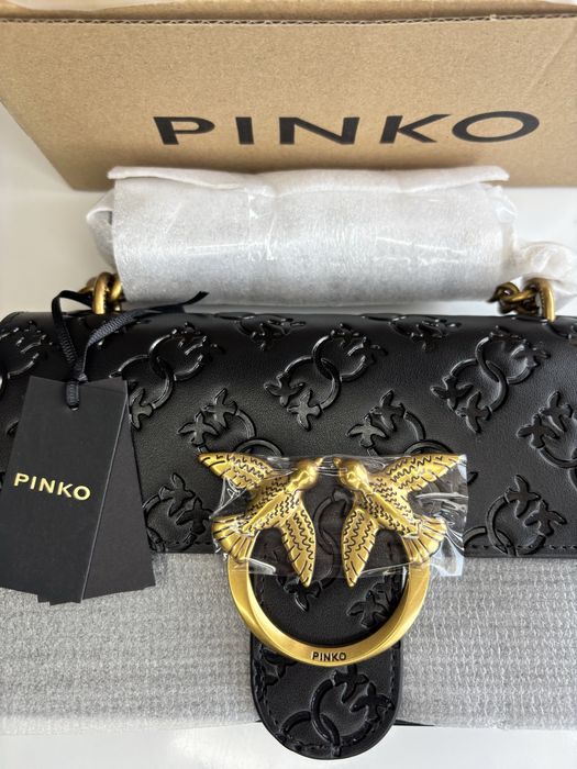 PINKO/ нова, черна, кожена чанта