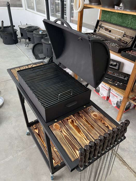 Мангал гриль с крышкой