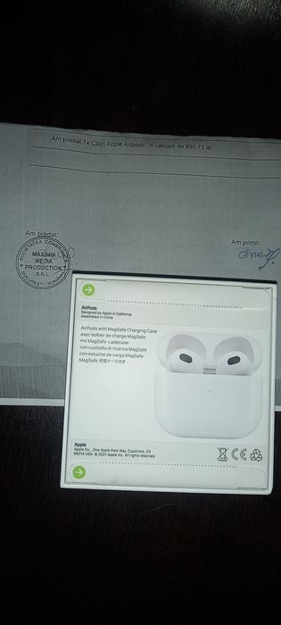 Căști Apple AirPods 3,2021,alb