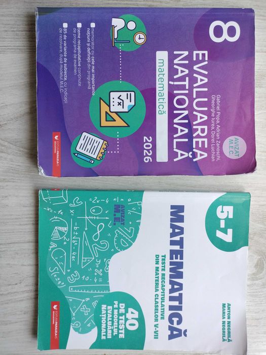 Culegeri pt Evaluarea Națională clasa a 8-a, matematica si lb romana, Edituri: Art Klett/ Booklet/ Paralela 45