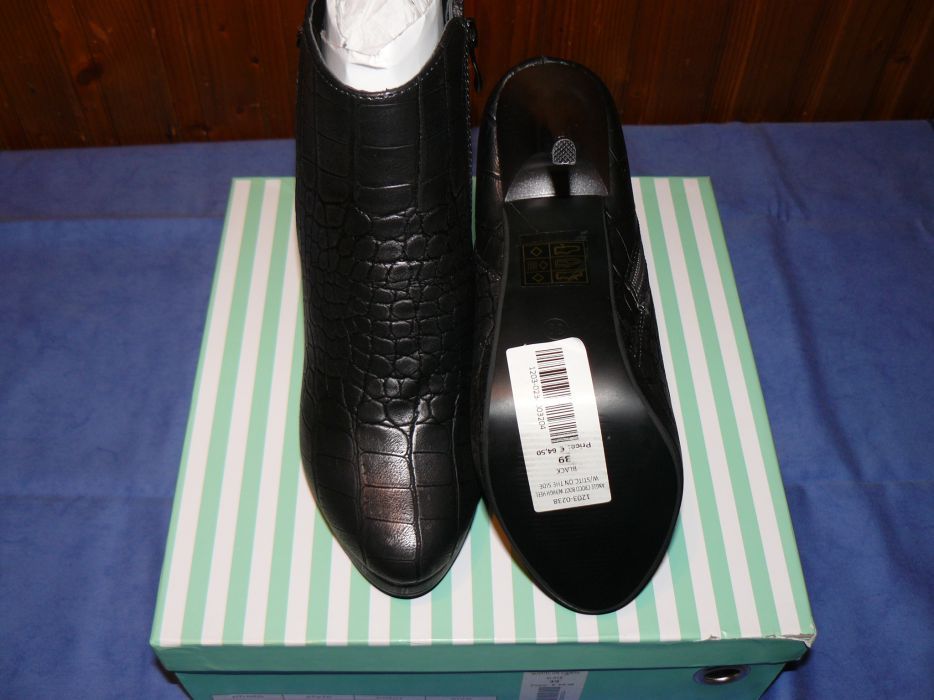 Ghete Dama Cu Toc Inalt "AXEL" CROCO BOOT Black,Nr.39,Piele Eco