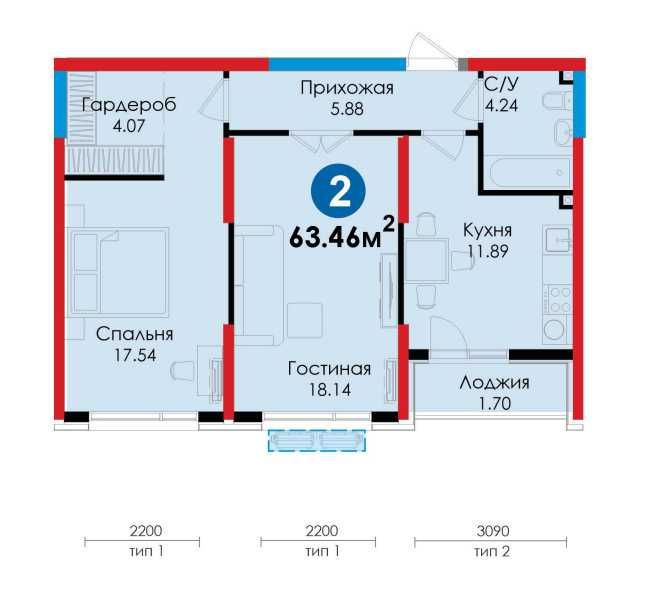 2 комн 63.4м2 Бизнес класс на Алмазаре | ПВ 14 903 у.е/за м² =1 174у.е