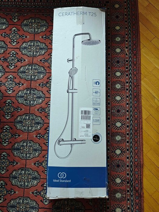 Душ система с термостатен стенен смесител Ceratherm T25 Ideal Standard A7545XG, черен мат