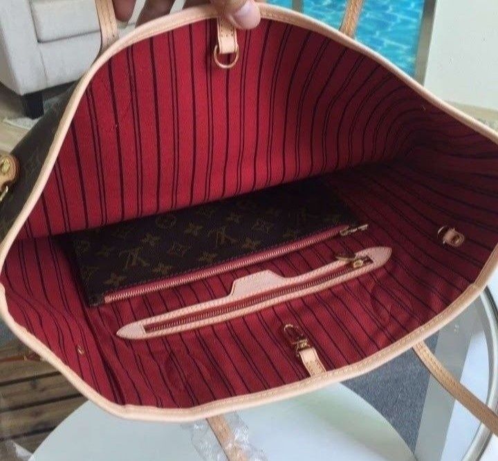 Geanta piele naturala,model Neverfull,saculet,factura,card,eticheta