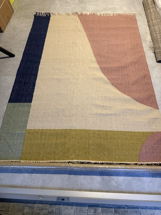Covor premium din lână La Redoute 160x230 cm – design modern abstract, franjuri, Nou