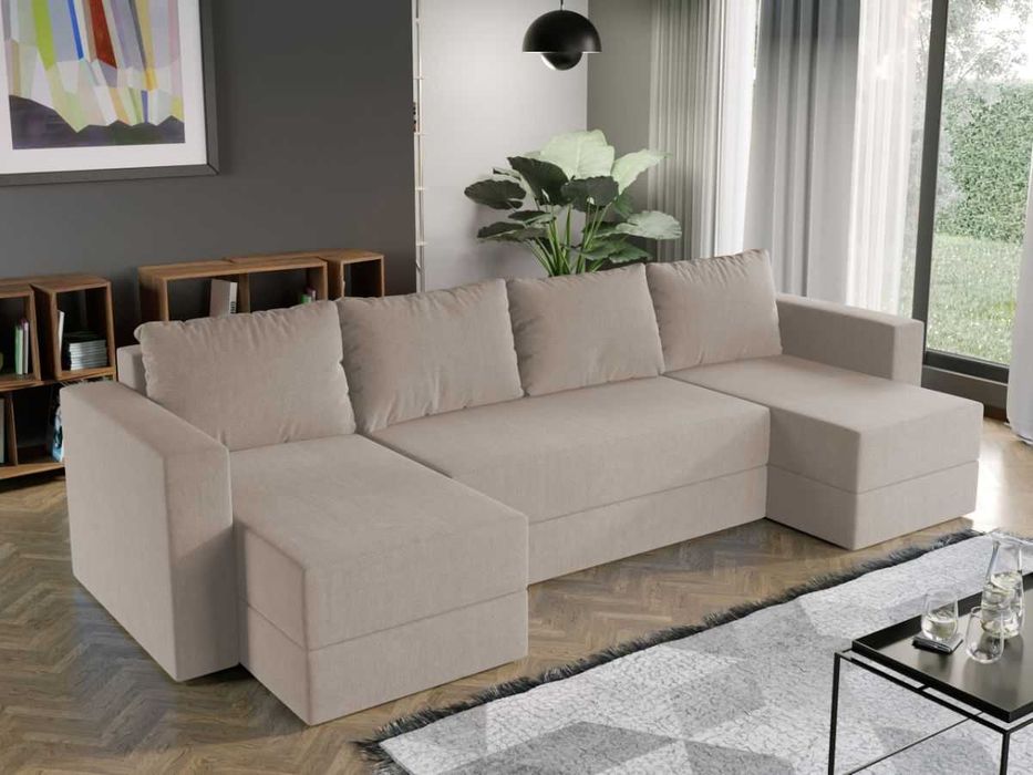 Coltar U Extensibil cu lada Alfa crem - Transport Gratuit in 4-10 zile