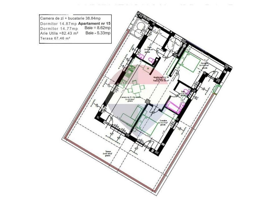 Apartament cu 3 camere strada Meșteșugarilor