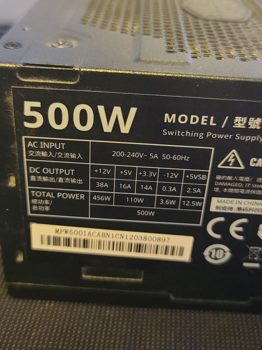 Cooler Master 500W блок питания для ПК / Kompyuter blok pitaniya