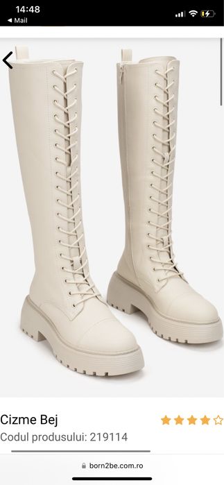 Cizme bej cu siret, marimea 37