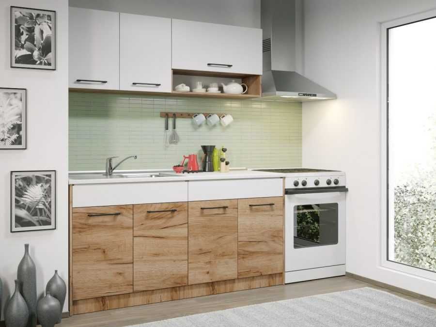 Set Mobila Bucatarie Gastro 160 Alb/Stejar – C07