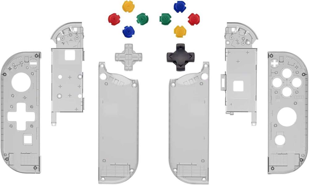 Set conversie eXtremeRate Transparent Black Nintendo Switch OLED + carcase Joy-Con D-Pad