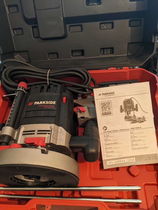 Нова 2200W Parkside Performance Оберфреза за Дърво Обработка Фрезоване Шлайф Рязане