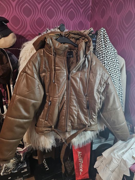 Дамско кожено дебело яке