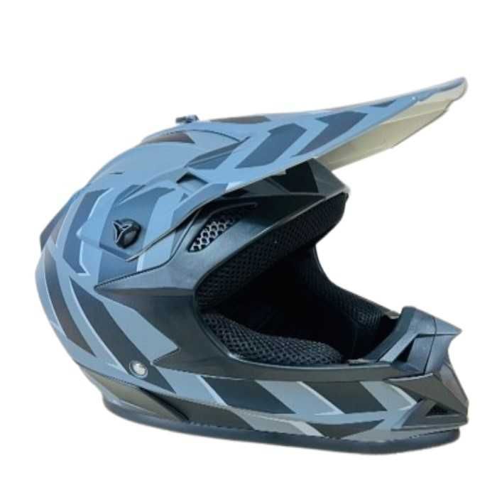 Кросова каска, за мотор, Атв, Вело, Гланц, Сиво и черно