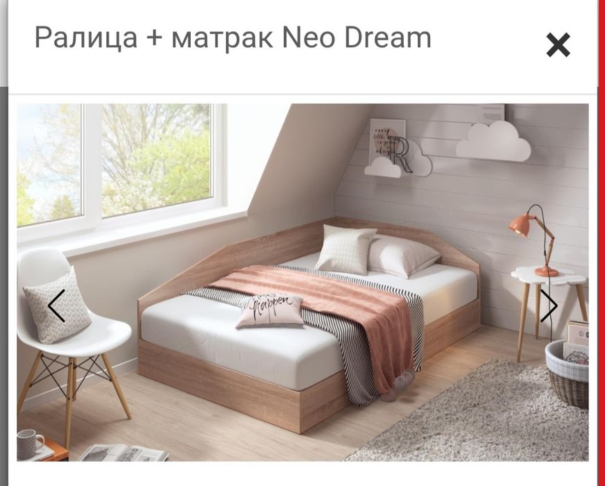 Легло 120/190 , дъб сонома