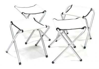 Комплект сгъваема преносима маса с 4 стола - синя, кафява и бяла