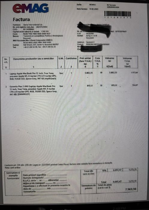 Laptop Apple MacBook Pro 13 M1 512 GB