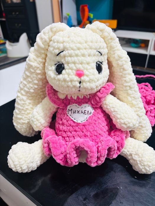 Ръчно изработено плюшено зайче с възможност за персонализация