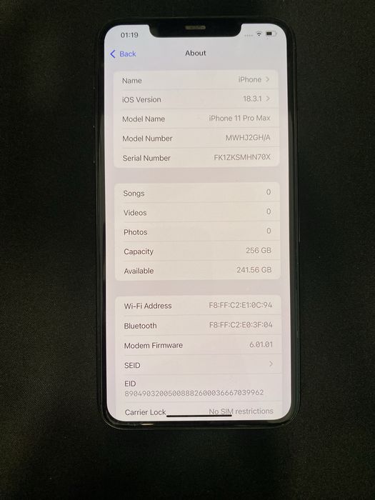 iPhone 11 Pro Max 256GB ID-oux701