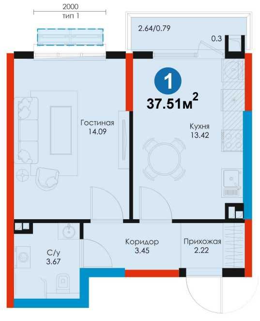 1к квартира Новый Узбекистан за 45 200 у.е.