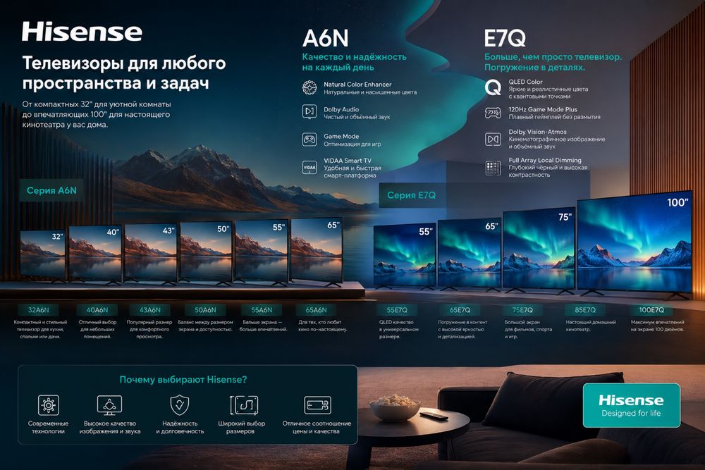Телевизоры HISENSE 43 A6Q АКЦИЯ Доставка бонус 2025 NEW