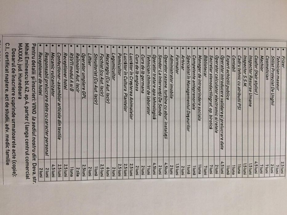 Cursuri de Calificare DEVA