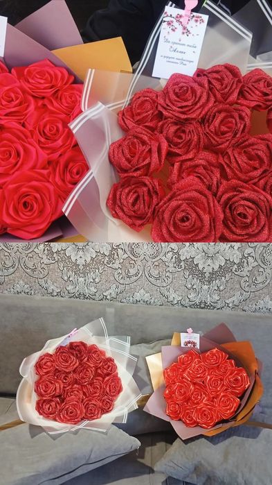 Букеты из ленты ручной работы!