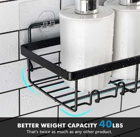 Комплект метални рафтове за душ / баня, 4 части (2 рафта + 2 сапунерки