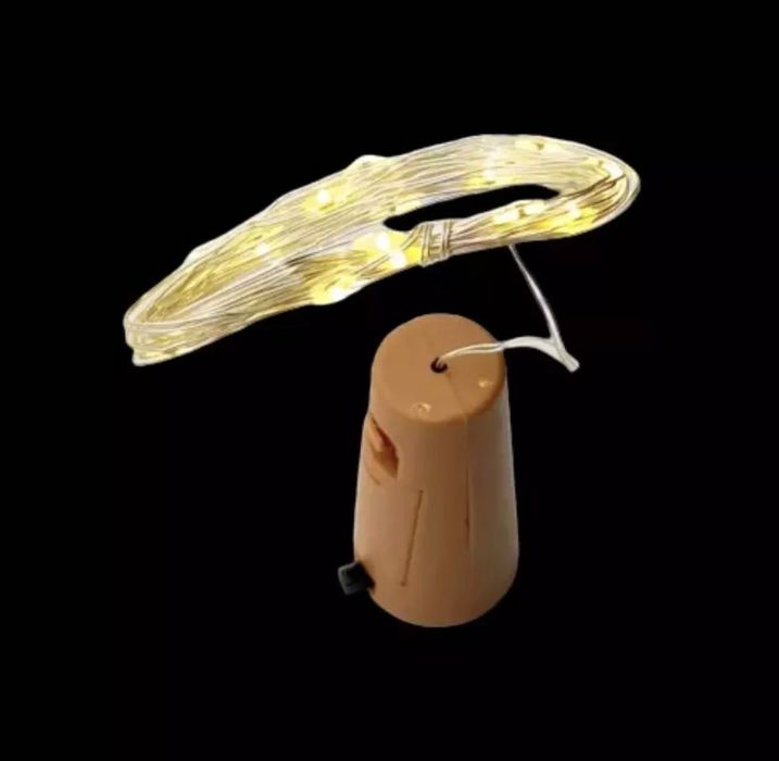 2 x Светеща Тапа за Бутилка с LED Гирлянд Декор