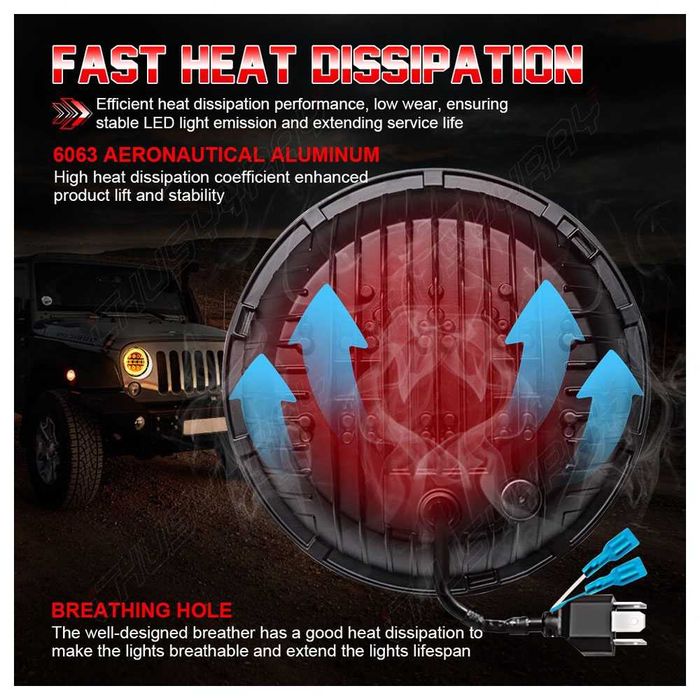 200W LED Фарове 7 инч за Lada Niva, Nissan Terrano 2, Cherokee KJ и др