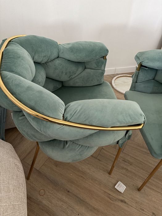 Scaune dining verde/auriu