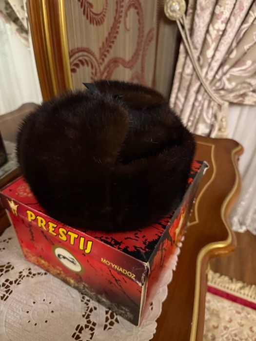 Мужская натуральная дублёнка + норковая шапка, размер 50–52