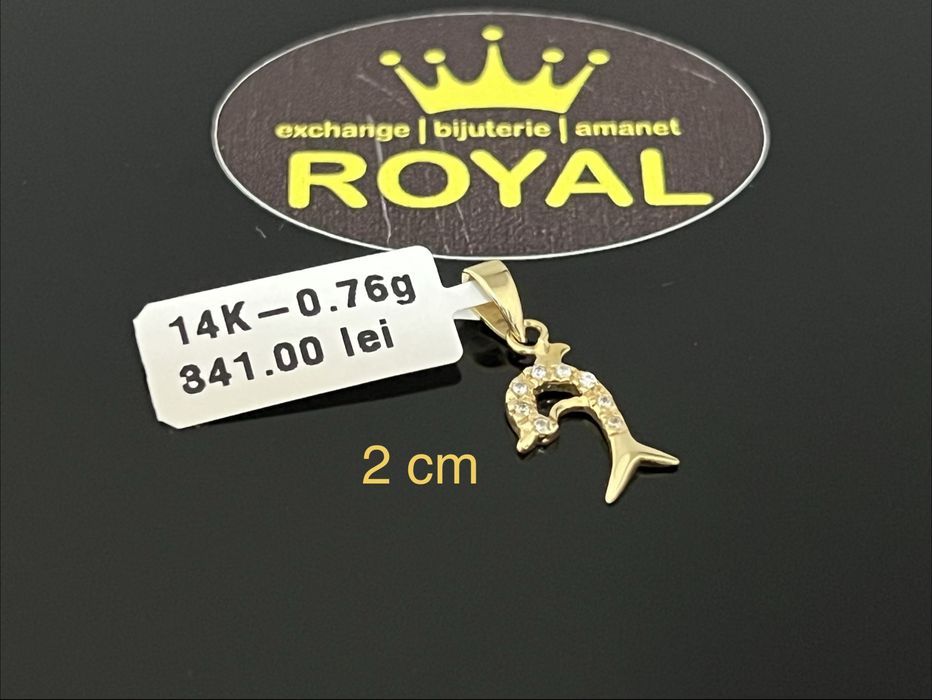 Bijuteria Royal CB : Pandant delfin aur 14k 585  0,76 gr