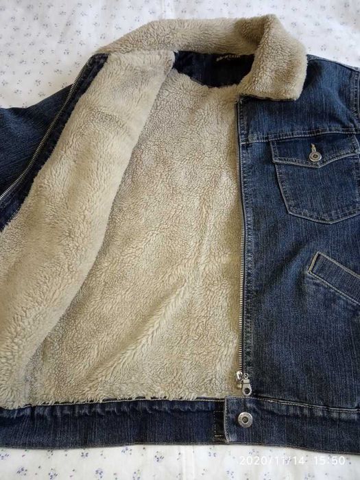 Женская теплая джинсовая куртка, размер 46.