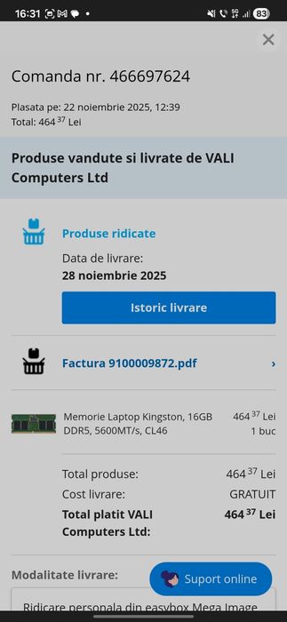 Laptop ASUS Vivobook S16 – Ryzen 7 / 32GB DDR5 / 1TB SSD / 144Hz / Windows 11 PRO – aproape nou / garanție