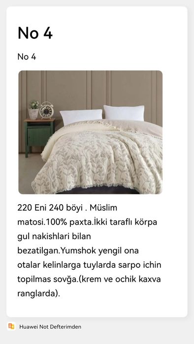 Turkiya mahsuloti bitta koʻrpani ozi