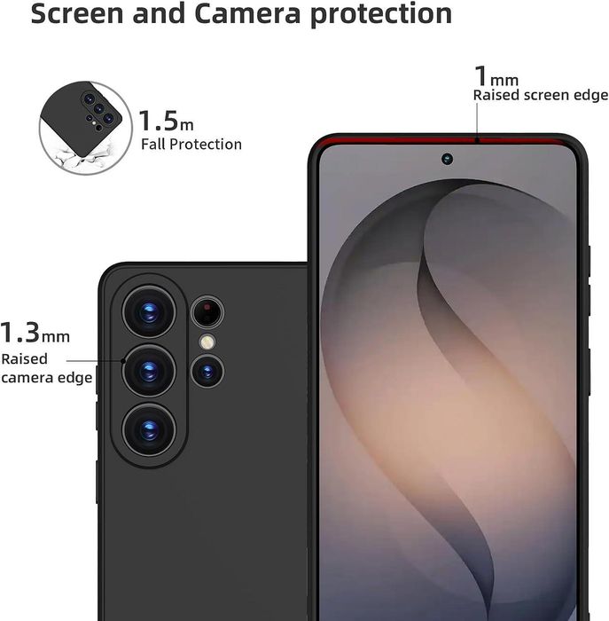 Матов силиконов кейс за samsung galaxy s26 ultra - черен - със защита