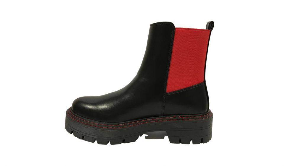 Дамски боти в черно и червено -2118  ПРОМОЦИЯ