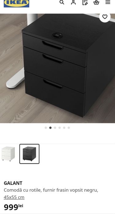 Comode de birou Ikea Galant cu roti, maro astept lemn, cu cirfru