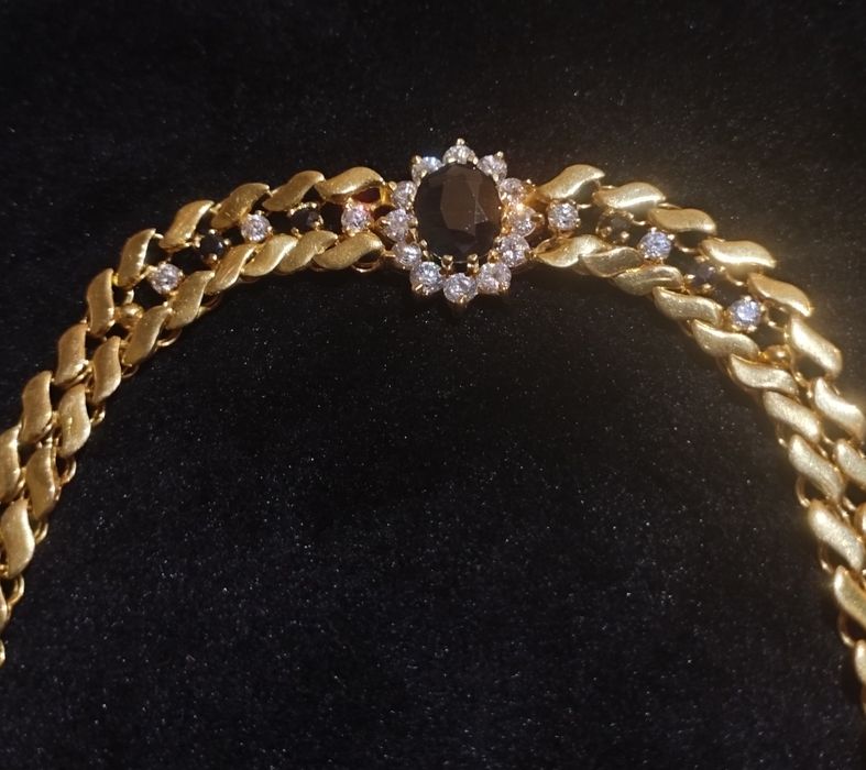 Brățară Aur 18K/13,11g Safire&Cubic Zirconia — Lucrătură italiană eleg