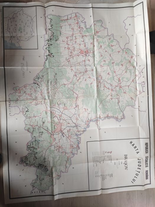 Harta veche judetul Brașov comunista 1981