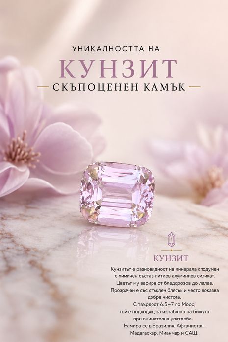 Кунзит голям baby pink с швейцарски сертификат